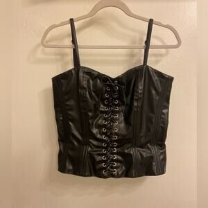 Tripp NYC Faux Leather Corset Black Size Large